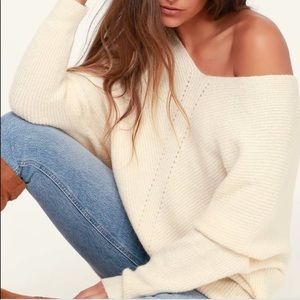 Lulus Emerson Cream Dolman Sleeve Sweater - size medium